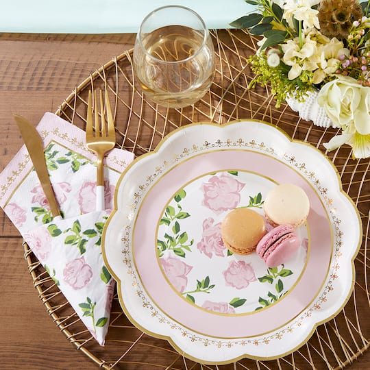 9" Pink Tea Time Whimsy Premium Paper Plates, 16ct.